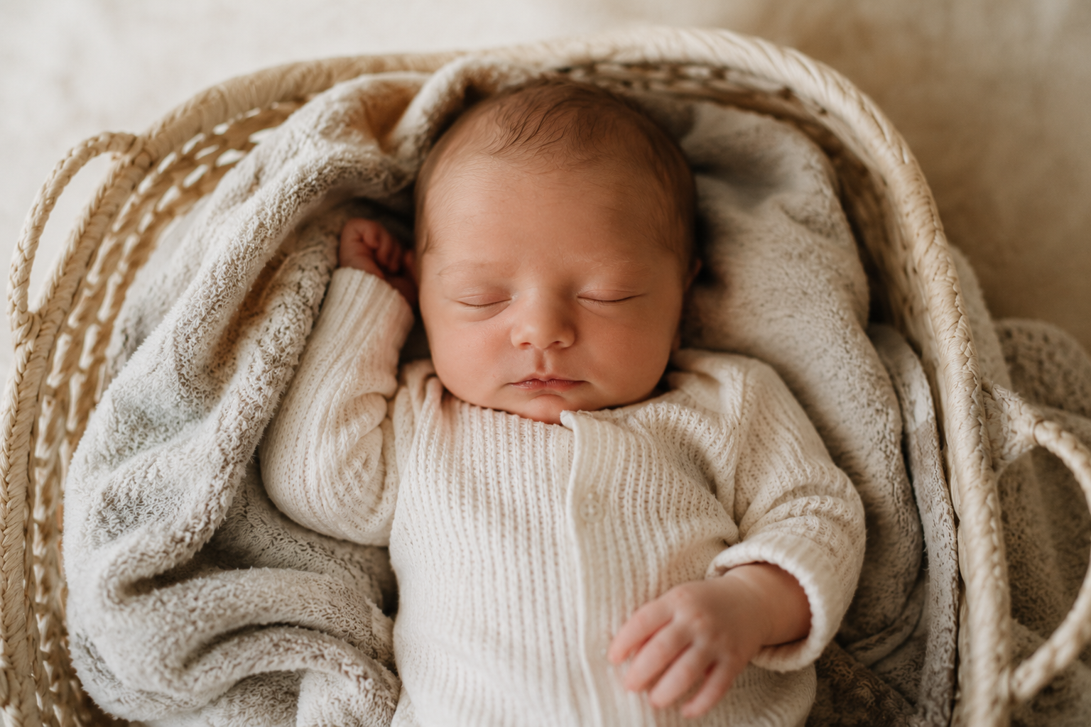 Baby in mandje